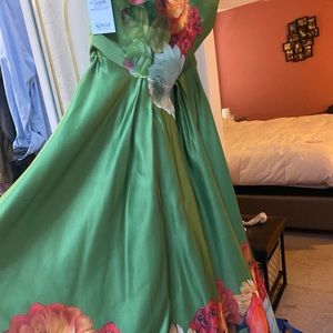 Long satin dress perfect for holidays